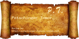 Petschinger Tomor névjegykártya
